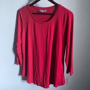 NWT! JM Collection Ladies Red 3/4 Sleeve Top